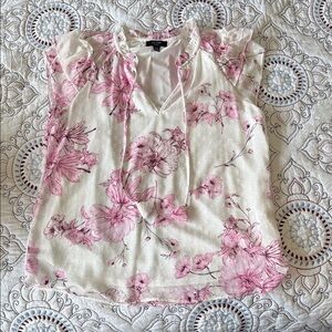 Haver London White and Pink Floral Blouse